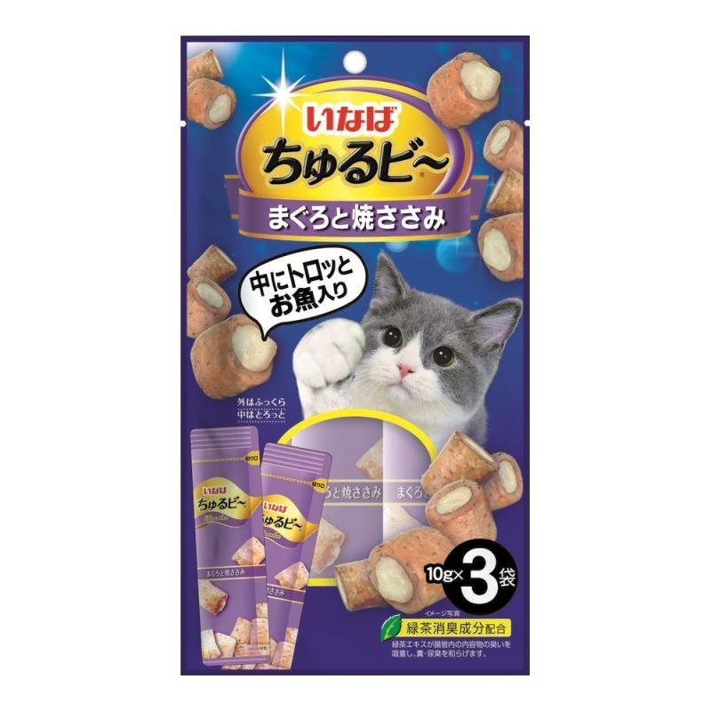 INABA Лак-во д/кошек Churu Bee Запеч.трубочки Тунец Магуро и запеч.тунец Кацуо 10г