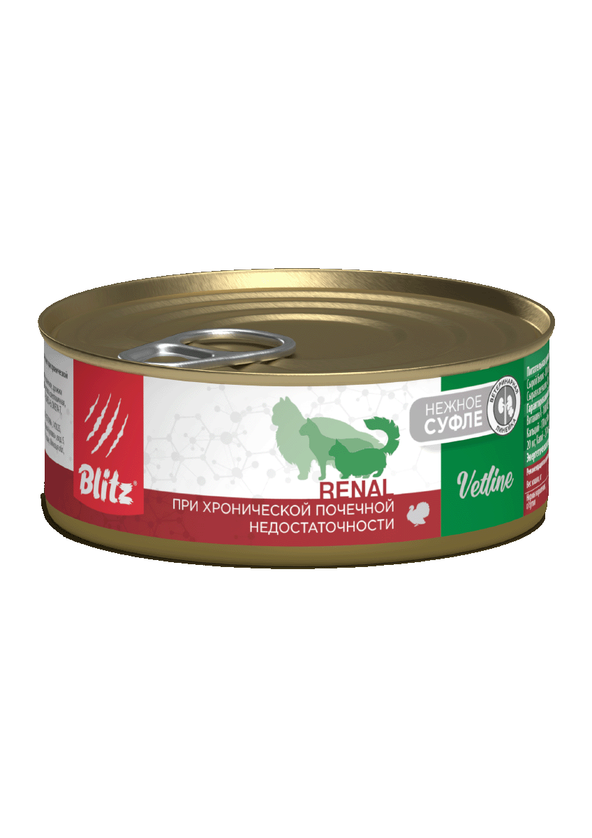 BLITZ Cat Vetline Renal Паштет с индейкой д/кошек 100гр