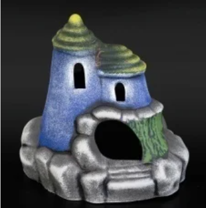 Аквадекор-грот для аквариума К-10с Замок с круглой крышей синий