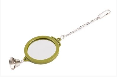 Зеркало WOGY д/птиц Круглое l=19см d=6см двустороннее с колокольчиком, на цепочке арт.2024-6329 Код2