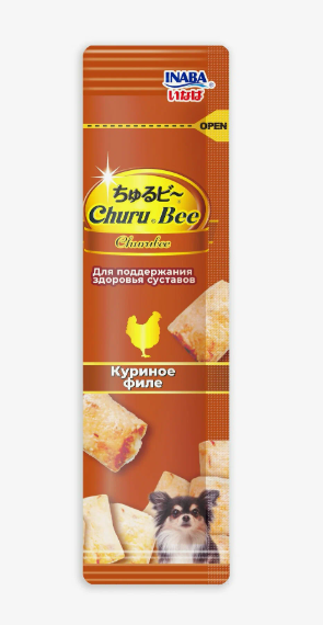 INABA Лакомство для собак Churu Bee Запеченные трубочки Куриное филе для суставов 10г