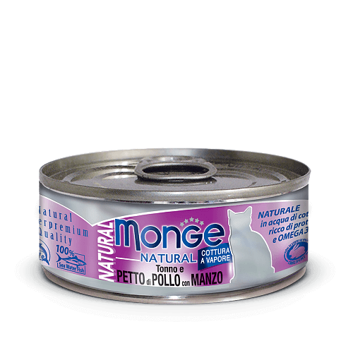 Monge Cat Natural консервы для кошек тунец с курицей и говядиной 80г