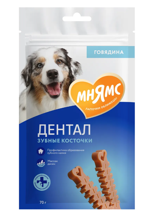 Мнямс DENTAL лакомство для собак "Зубные косточки" 70г