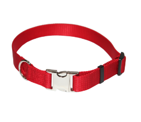 Ошейник нейлоновый PRIDE ТИТАН с метал застежкой,  цвет красный 2,5 см*46-66 см