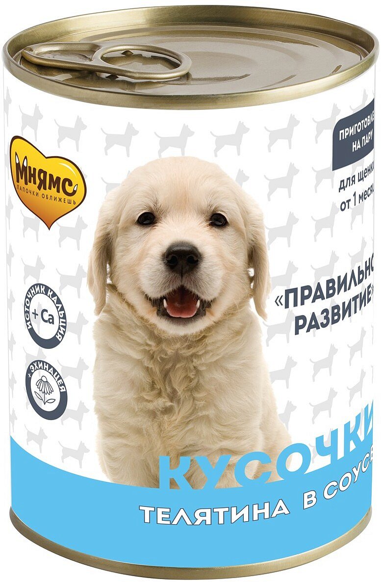 Мнямс Кусочки в соусе с телятиной для щенков всех пород «ПРАВИЛЬНОЕ РАЗВИТИЕ» 400 г