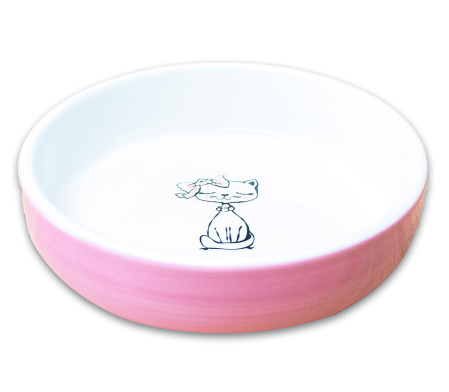 Миска Mr.Kranch керамическая для кошек Кошка с бантиком 370 мл лиловая
