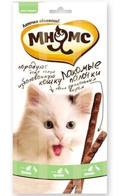 Мнямс лакомые палочки 13,5 см для кошек с уткой и кроликом 10х5 г
