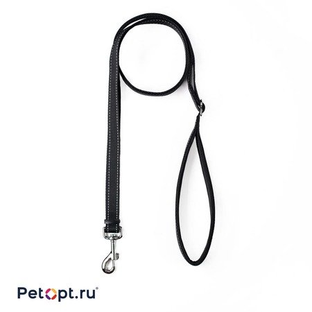 10030042 PetOpt Поводок светоотражающий нейлон и неопрен Черный L-25mmX200cm. Изменяющаяся длина  12