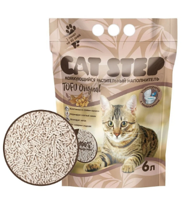 Наполнитель комкующийся растительный CAT STEP Tofu Original, 6 л
