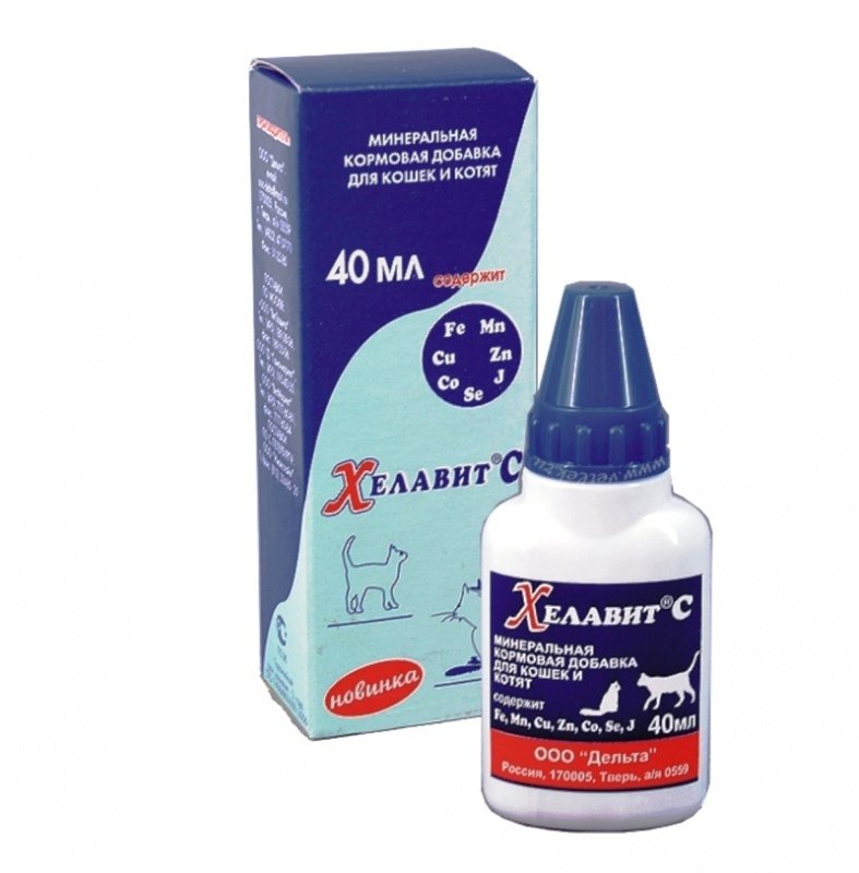МИНЕРАЛЬНАЯ ДОБАВКА "ХЕЛАВИТ" ДЛЯ КОШЕК И СОБАК 70мл