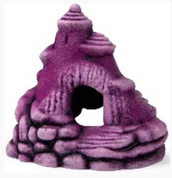 Аквадекор-грот для аквариума Замок-юла на скале фиолетовый К-58ф