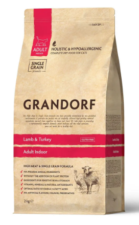 NEW GRANDORF CAT Lamb & Turkey INDOOR (ягненок с индейкой для кошек) 2кг