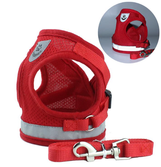 Шлейка для собаки(оленья кожа) Светоотражайющий Размер S красный