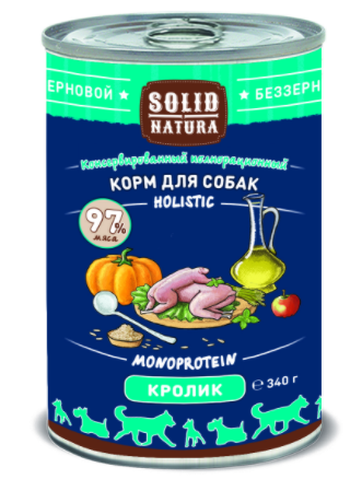 Solid Natura Holistic Кролик влажный корм для собак жестяная банка 0,34 кг