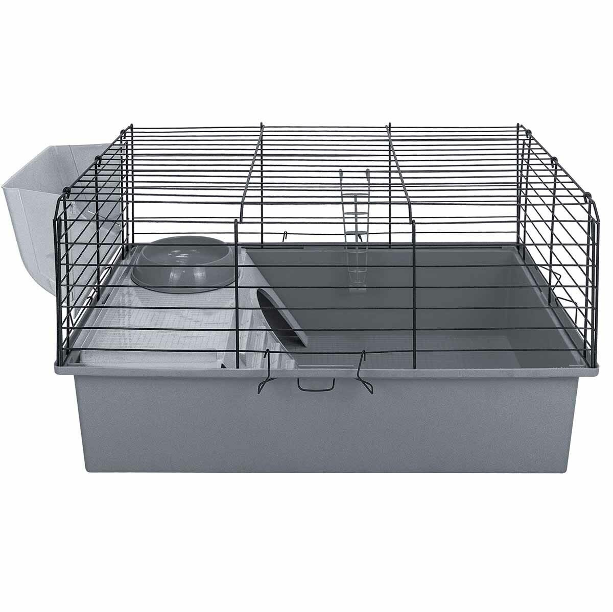 ECO Клетка РОДЖЕР 60 №1 складная, шаг прута до 25мм, 58*40*h34см (+миска, 2 кормушки) сер-черн