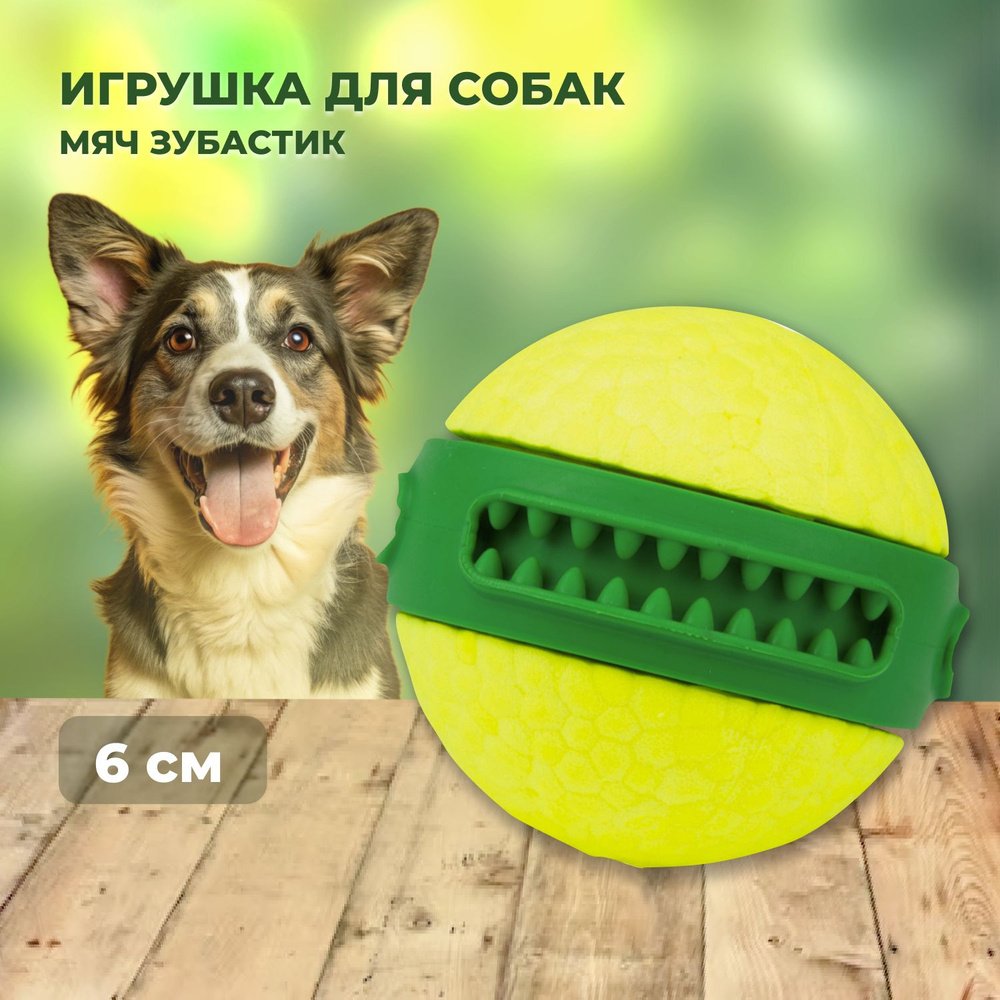 Игрушка Mr.Kranch для собак мяч Зубастик диаметр 6 см зеленая