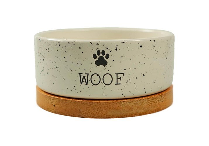 Миска Mr.Kranch Bamboo керамическая белая на бамбуковой подставке 470 мл