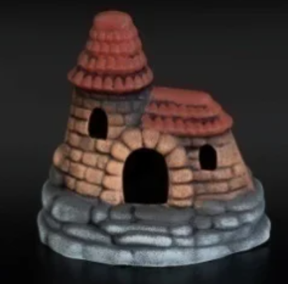 Аквадекор-грот для аквариума К-14к Замок с высокой крышей (коричневый)