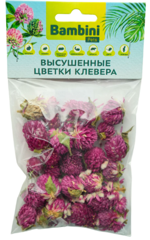 Лакомство Bambini Pets высушенные цветы клевера для грызунов и кроликов, 10 г.