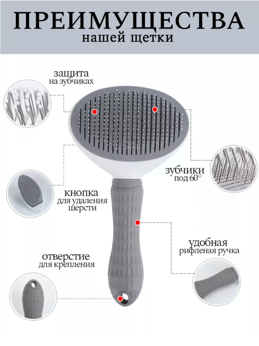Щетка-пуходерка 19*8*5,5см Самоочищающаяся