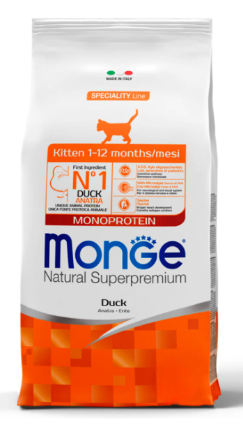 Сухой корм Monge Cat Speciality Line Monoprotein для котят и беременных кошек, из утки 400 г