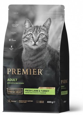 Premier Cat Lamb & Turkey ADULT (Свежее мясо ягненка с индейкой для кошек) 400 г