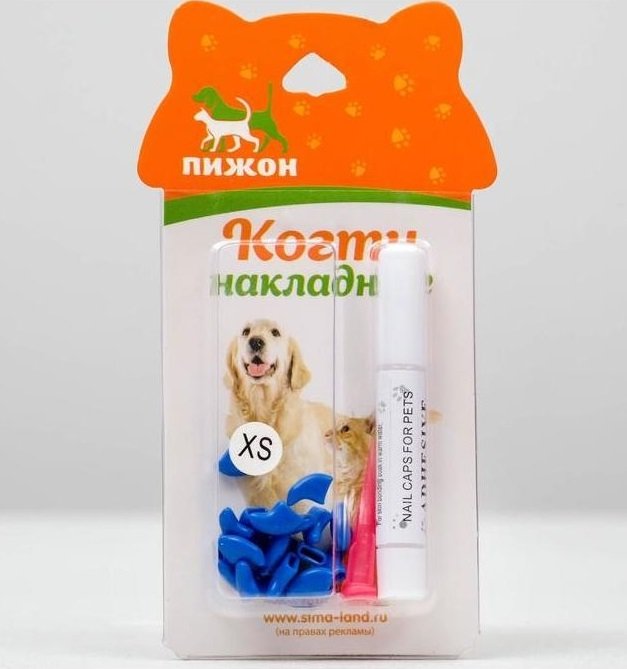 Когти накладные "Антицарапки", размер XS, голубые