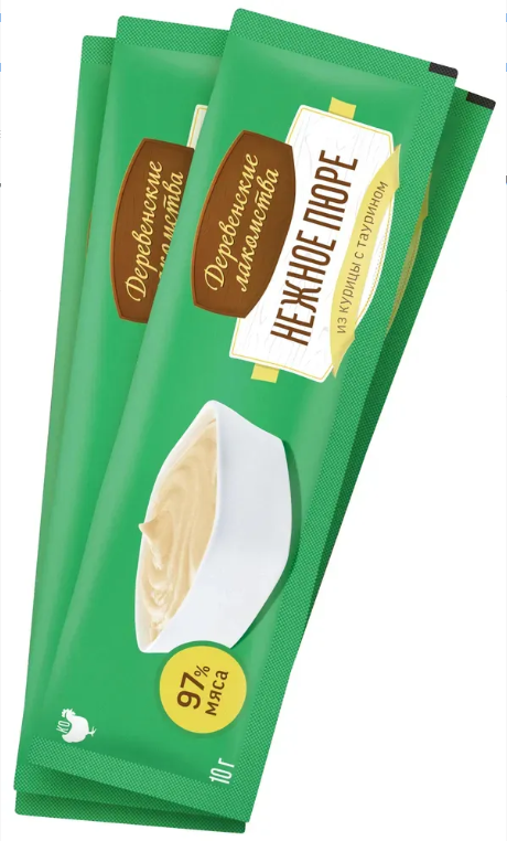 "ДЕРЕВЕНСКИЕ ЛАКОМСТВА" Д/КОШЕК "НЕЖНОЕ ПЮРЕ ИЗ КУРИЦЫ"10г 72510056