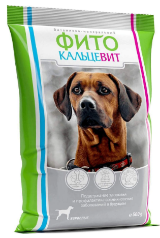 МИНЕРАЛЬНАЯ ДОБАВКА ФИТОКАЛЬЦЕВИТ ДЛЯ СОБАК 500 Г
