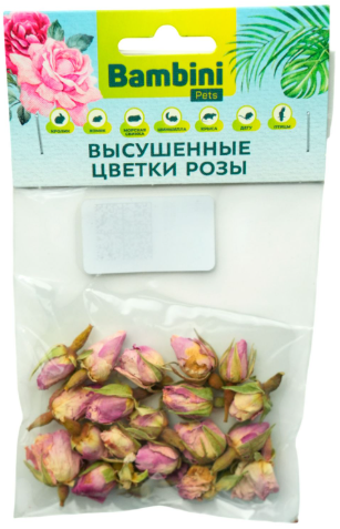 Лакомство Bambini Pets высушенные цветы розы для грызунов и кроликов, 10 г.