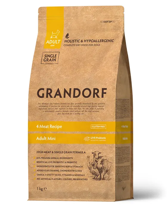NEW GRANDORF DOG 4 Meat PRIBIOTIC MINI (4 мяса с прибиотиками для мини пород) 1кг