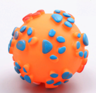 Игрушка пищащая "Мяч Лапка" для собак, 6,5 см, ораньжевая 7472702