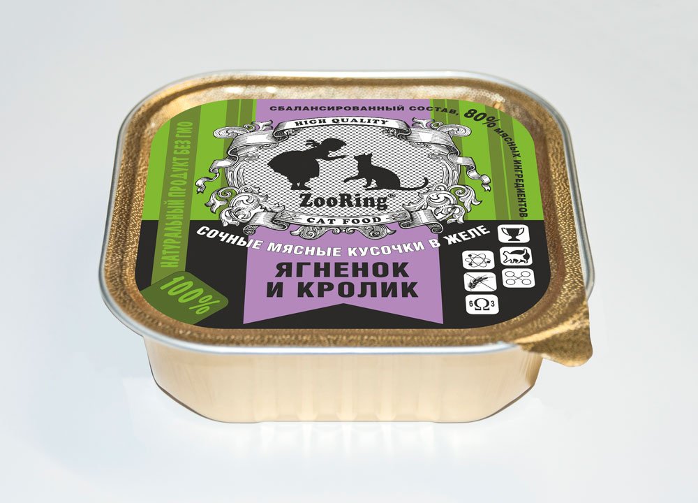 ZooRing Кусочки в желе с Кроликом для стерилизованных кошек, 100 гр