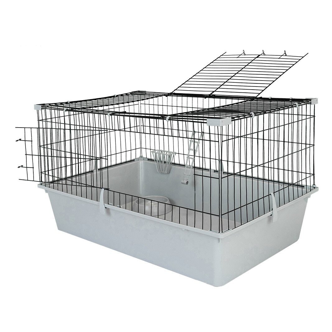 Дарэленд Клетка КРОЛИК №4 складная, шаг прута до 25мм, 80*50*h47см (+миска, 2комушки) св-сер-черн