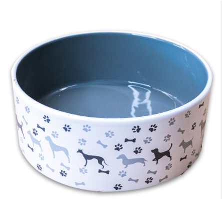 Миска Mr.Kranch керамическая для собак с рисунком 350 мл серая