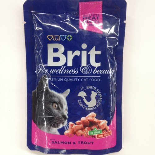 "БРИТ ПРЕМИУМ" КОНС Д/КОШЕК 100г (ЛОСОСЬ ФОРЕЛЬ) 100306/5999