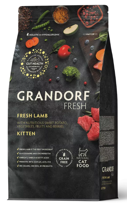 NEW GRANDORF Fresh Cat KITTEN Lamb&Sweet Potato (Свежее мясо ягненка с бататом для котят) 2 кг