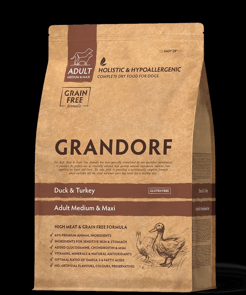 NEW GRANDORF DOG Duck & Turkey MED & MAXI (утка с индейкой для собак средних и крупных пород) 1кг
