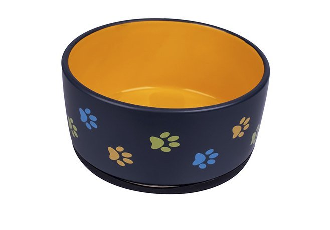 Миска Mr.Kranch керамическая для собак 1000 мл черная с оранжевым