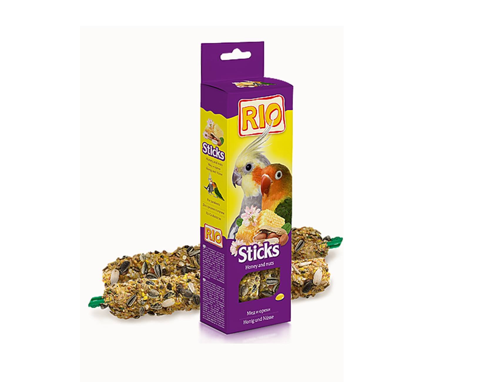 Рио: палочки 75гр*2шт д/средних попугаев с медом и орехами