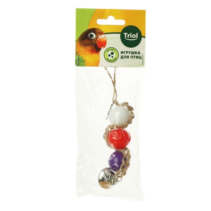 Игрушка для птиц "Шарики с колокольчиком", 180*30мм, Triol