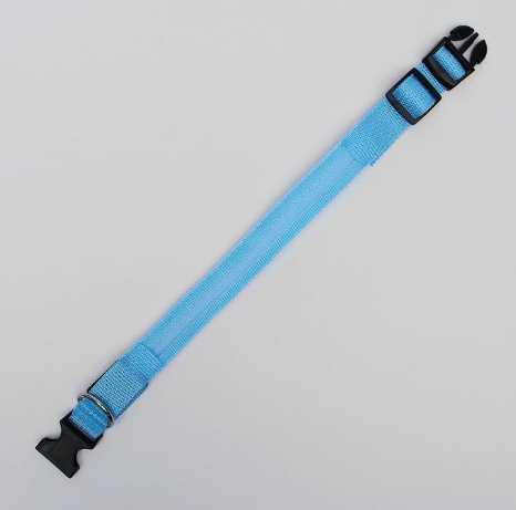 Ошейник с подсветкой М 40-45 см , 3 режима свечения, голубой