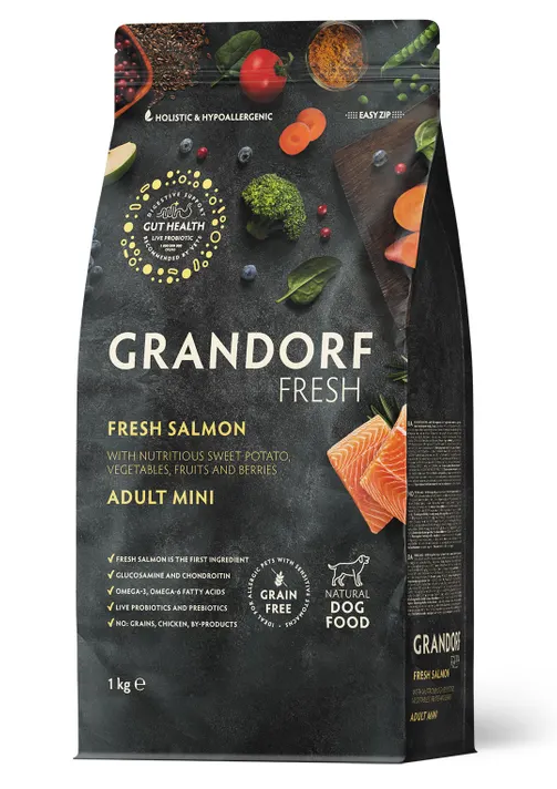 GRANDORF Fresh Dog Adult MINI Salmon&Sweet Potato (Свеж филе лосося с батат для соб мелк пород) 1кг
