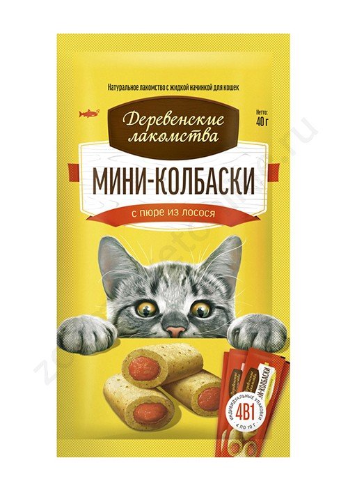 "ДЕРЕВЕНСКИЕ ЛАКОМСТВА" Д/КОШЕК МИНИ-КОЛБАСКИ С ПЮРЕ ИЗ ЛОСОСЯ 10г 72504154