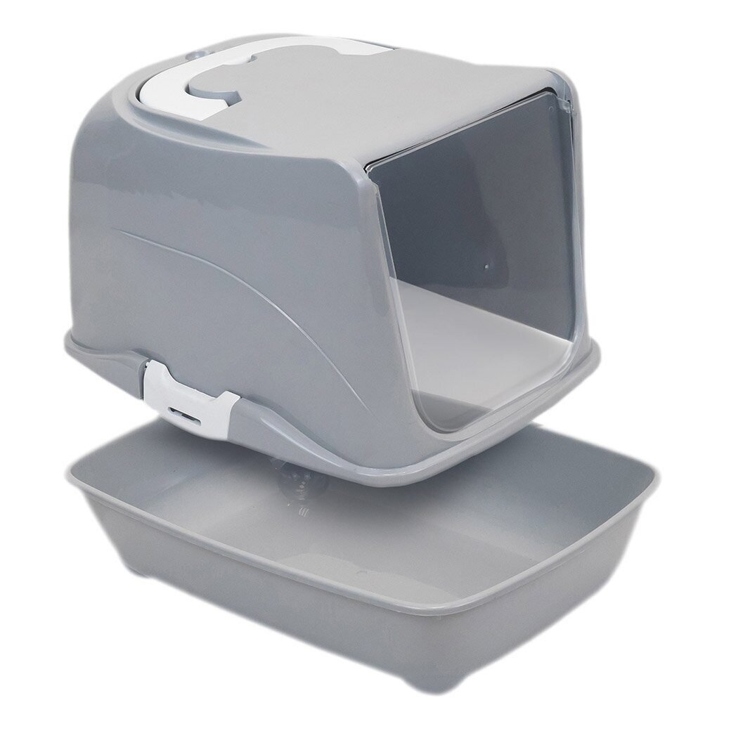 ZooM Туалет-домик д/кошек МАЛЫЙ закрытый с дверцей 43*32*h33см (полипропилен) светло-серый