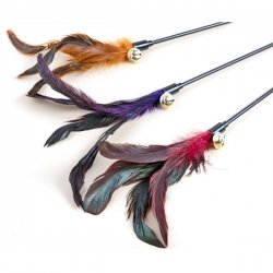 Игрушка-дразнилка WOGY д/кошек Перья 13см с колокольчиком на палочке l=50см, микс арт.30919-0118