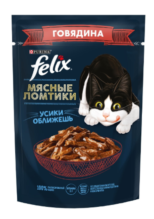 FELIX Мясные ломтики Говядина 75г