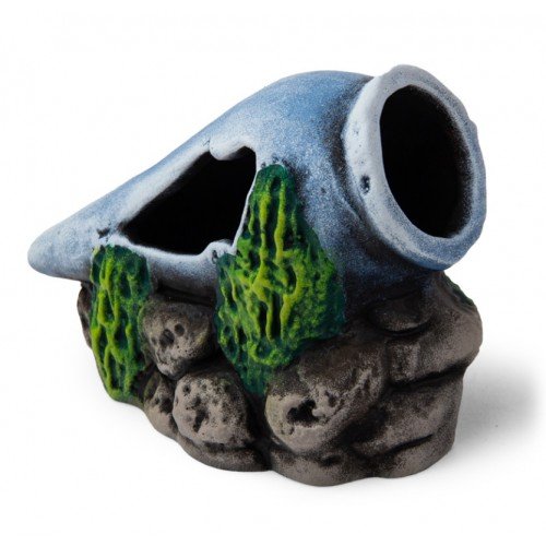 Аквадекор-грот для аквариума К-04с Амфора на камнях (синий)