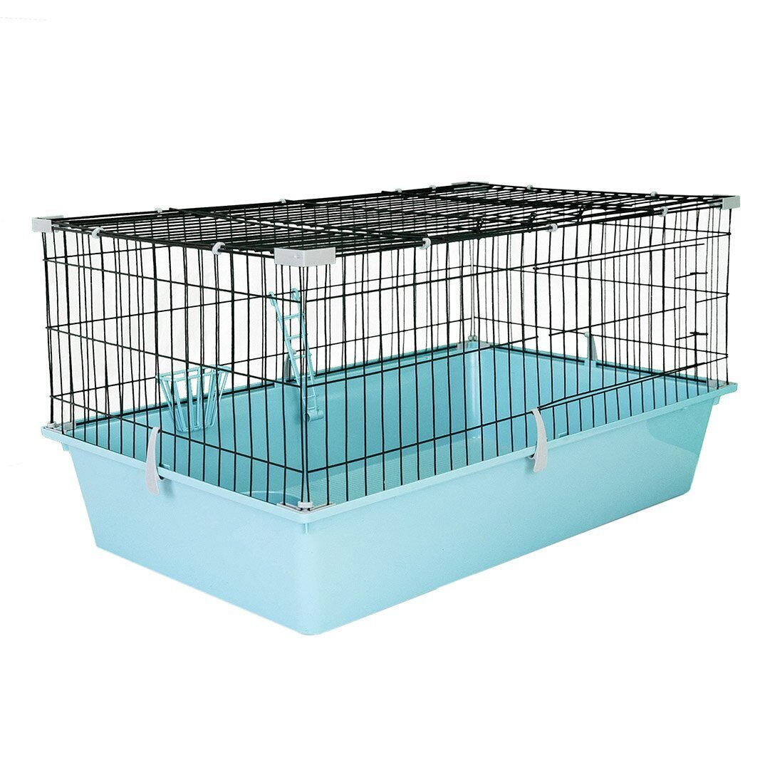 Дарэленд Клетка КРОЛИК №4 складная, шаг прута до 25мм, 80*50*h47см (+миска, 2комушки) бирюз-черн