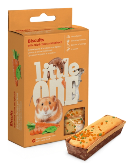 Литл Ван (Little One) 0,035кг Лакомство Бисквиты (5шт) с морковью для хомяков, крыс, мышей и песчано
